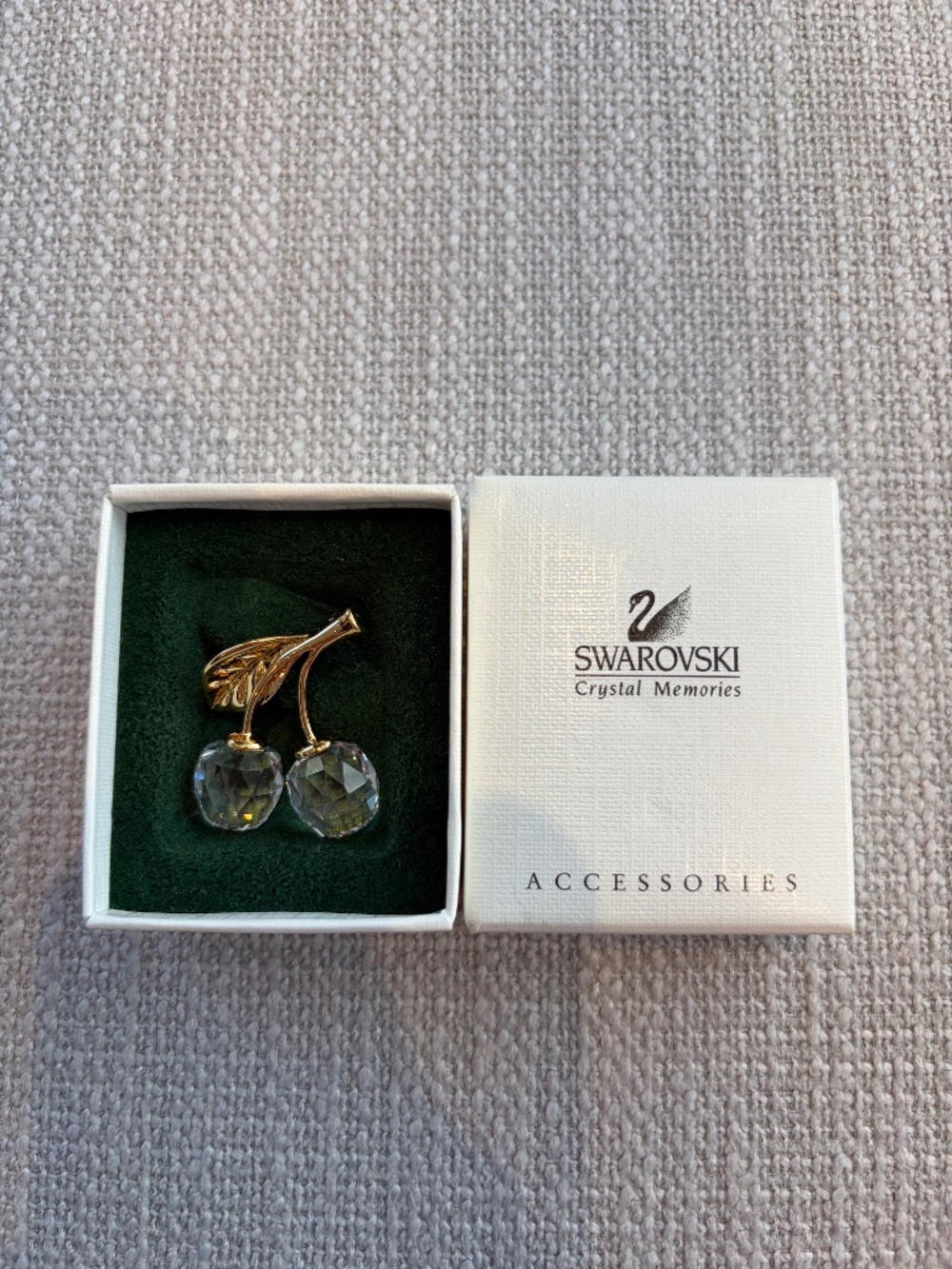Vintage Swarovski Crystal Memories Cherry Brooch With Box